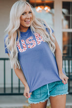 Load image into Gallery viewer, Women USA Leopard Graphic Tee
