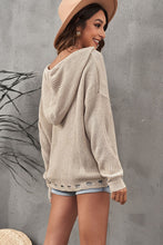 Load image into Gallery viewer, Zip-Up Distressed Hooded Cardigan
