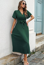 Load image into Gallery viewer, Flutter Sleeve Belted Surplice Midi Dress
