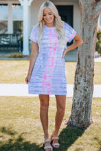 Load image into Gallery viewer, Women Tie-Dye Belted T-Shirt Dress
