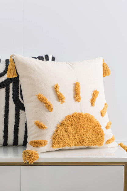 Sun Graphic Tassel Pillow Cover