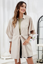 Load image into Gallery viewer, Self Tie Front Oversized Shirt Dress
