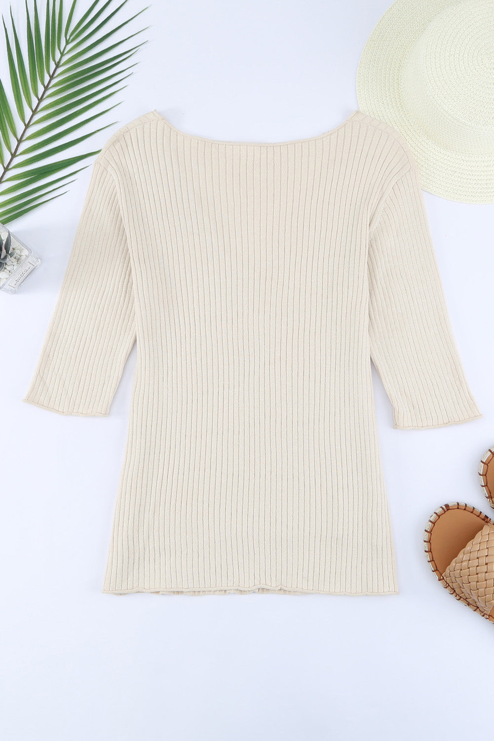 Ribbed Surplice Knit Top