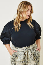 Load image into Gallery viewer, Plus Size Ribbed Puff Sleeve Top
