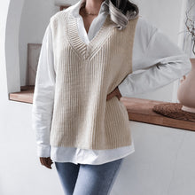 Load image into Gallery viewer, Rib-Knit V-Neck Sweater Vest
