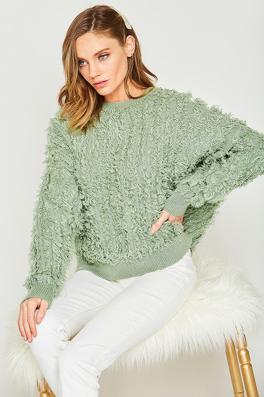 Vine & Love Textured Fuzzy Sweater