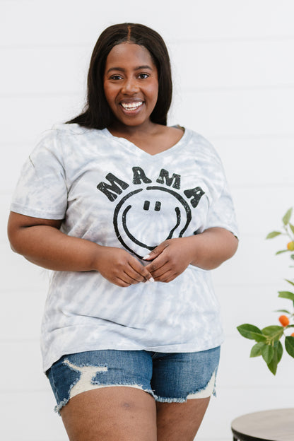 Sew In Love MAMA Smile Graphic Full Size Tie-Dye Tee Shirt