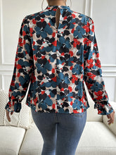 Load image into Gallery viewer, Floral Mock Neck Long Flounce Sleeve Blouse
