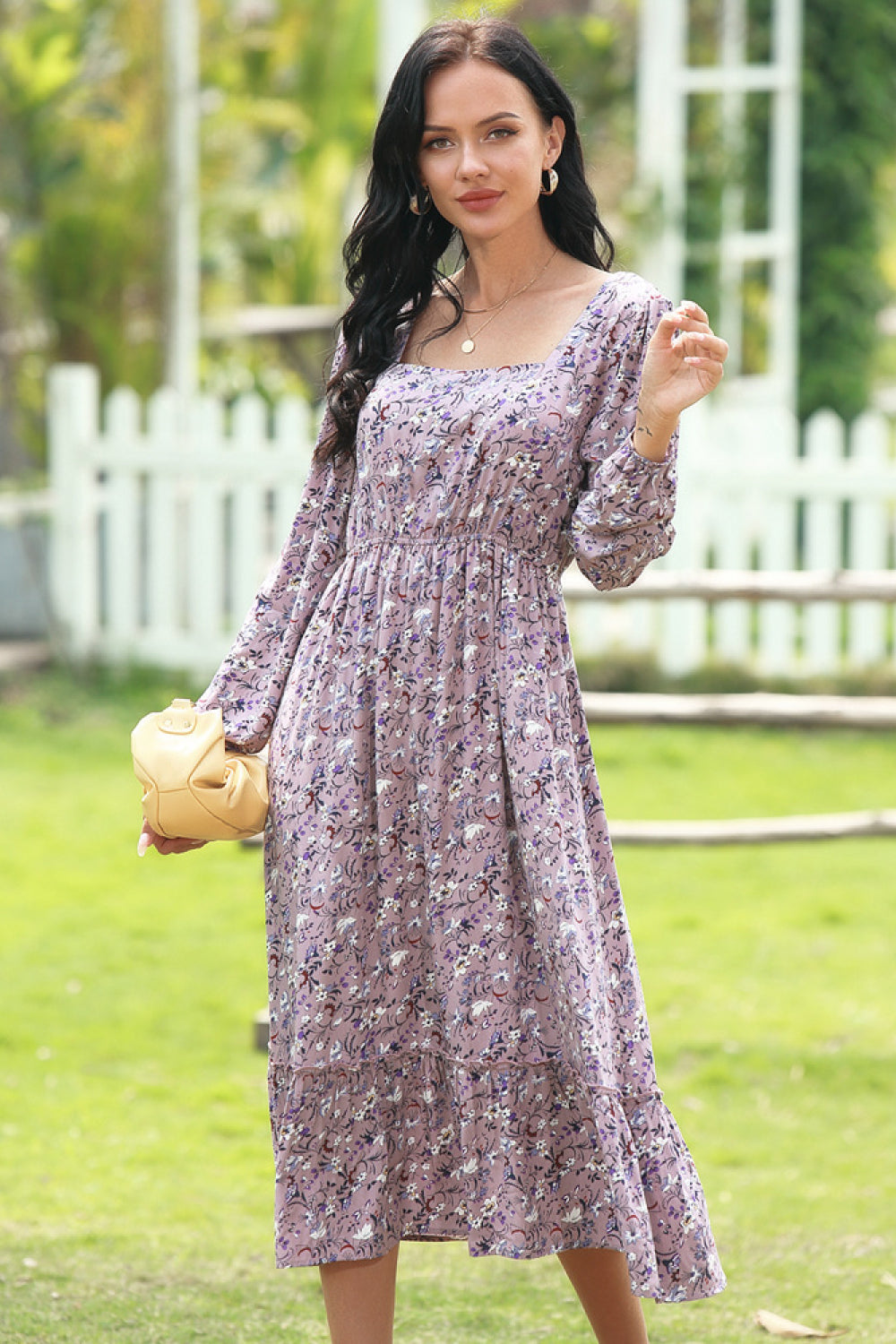 Full Size Range Ditsy Floral Long Sleeve Dress