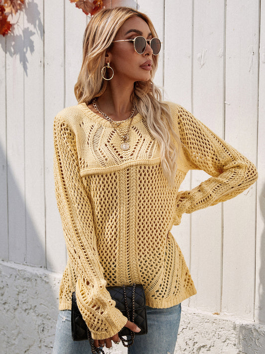 Round Neck Openwork Sweater