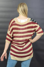 Load image into Gallery viewer, BiBi Sweet Land of Liberty Flag Print Sweater
