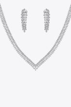 Load image into Gallery viewer, Cubic Zirconia Heart-Shaped Necklace and Dangle Earrings Set
