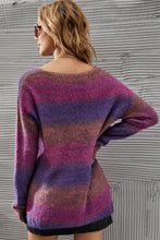 Load image into Gallery viewer, Multicolored Rib-Knit V-Neck Knit Pullover
