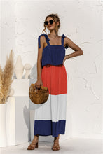 Load image into Gallery viewer, Color Block Adjustable Straps Ruffle Dress
