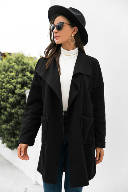 Waterfall Collar Open Front Coat