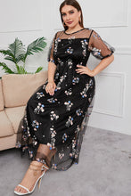 Load image into Gallery viewer, Plus Size Layered Mesh Round Neck Maxi Dress
