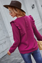 Load image into Gallery viewer, Ruffle Shoulder Waffle Pullover

