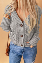 Load image into Gallery viewer, Mixed Knit Button Down Cardigan with Pockets
