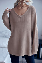 Load image into Gallery viewer, Waffle Knit V-Neck Sweater

