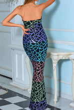 Load image into Gallery viewer, Sequin Geometric Strapless Fishtail Dress
