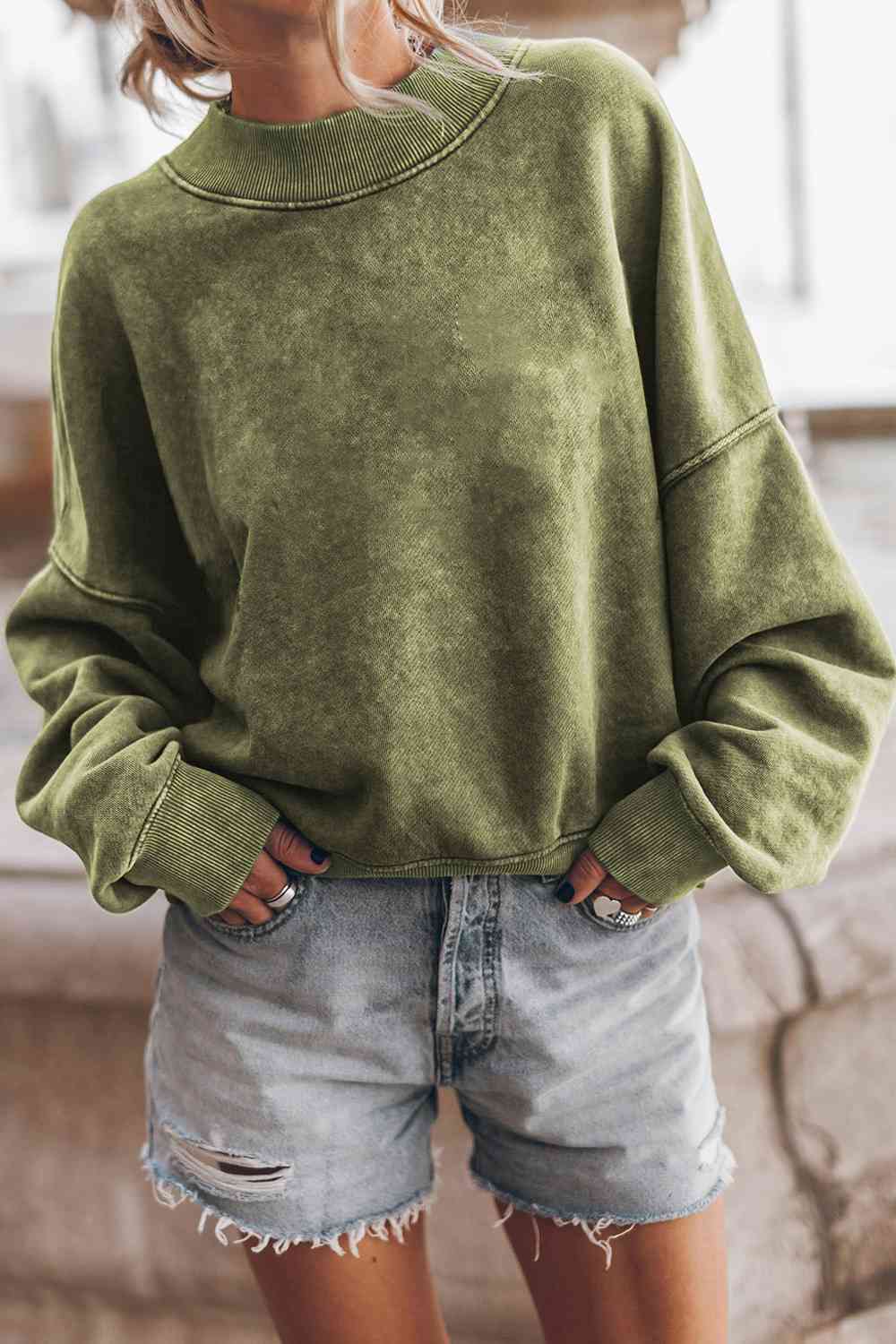 Round Neck Dropped Shoulder Sweatshirt