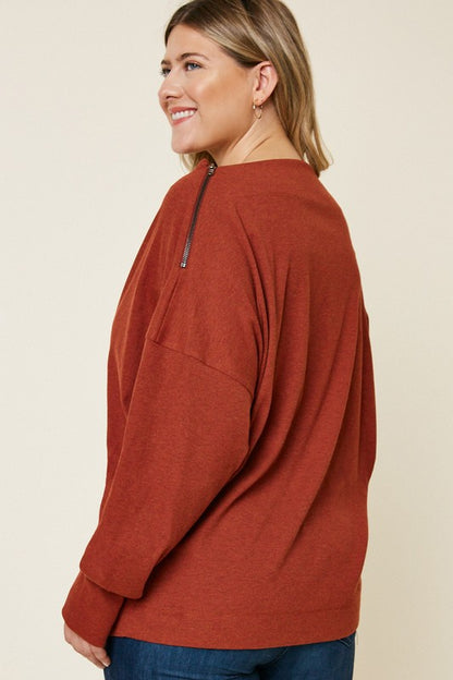 Plus Size Ribbed Side-Zip Sweater