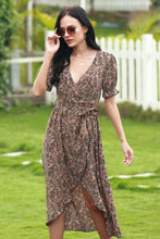 Load image into Gallery viewer, Full Size Range Paisley Wrap Frill Sleeve Dress
