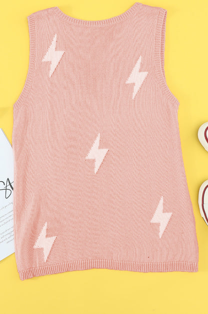 Lightning Print Knit Vest