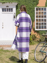 Load image into Gallery viewer, Plaid Button Up Dropped Shoulder Coat
