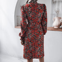 Load image into Gallery viewer, Floral Mock Neck Bow Detail Dress
